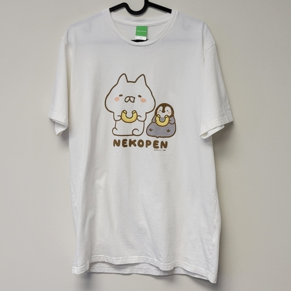 Line Creators Nekopen Cat and Penguin t-shirt white XL